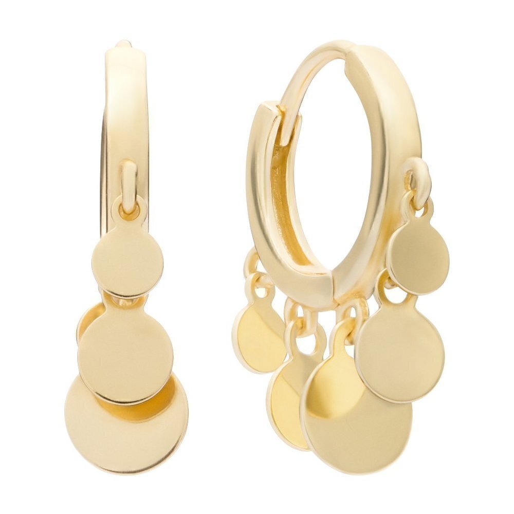 Gold Tone Hoop earrings with Coin Clusters